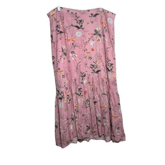 Gianni Bini Skirt Women's 12 Pink Floral Midi Button Front Casual Boho - Picture 1 of 8